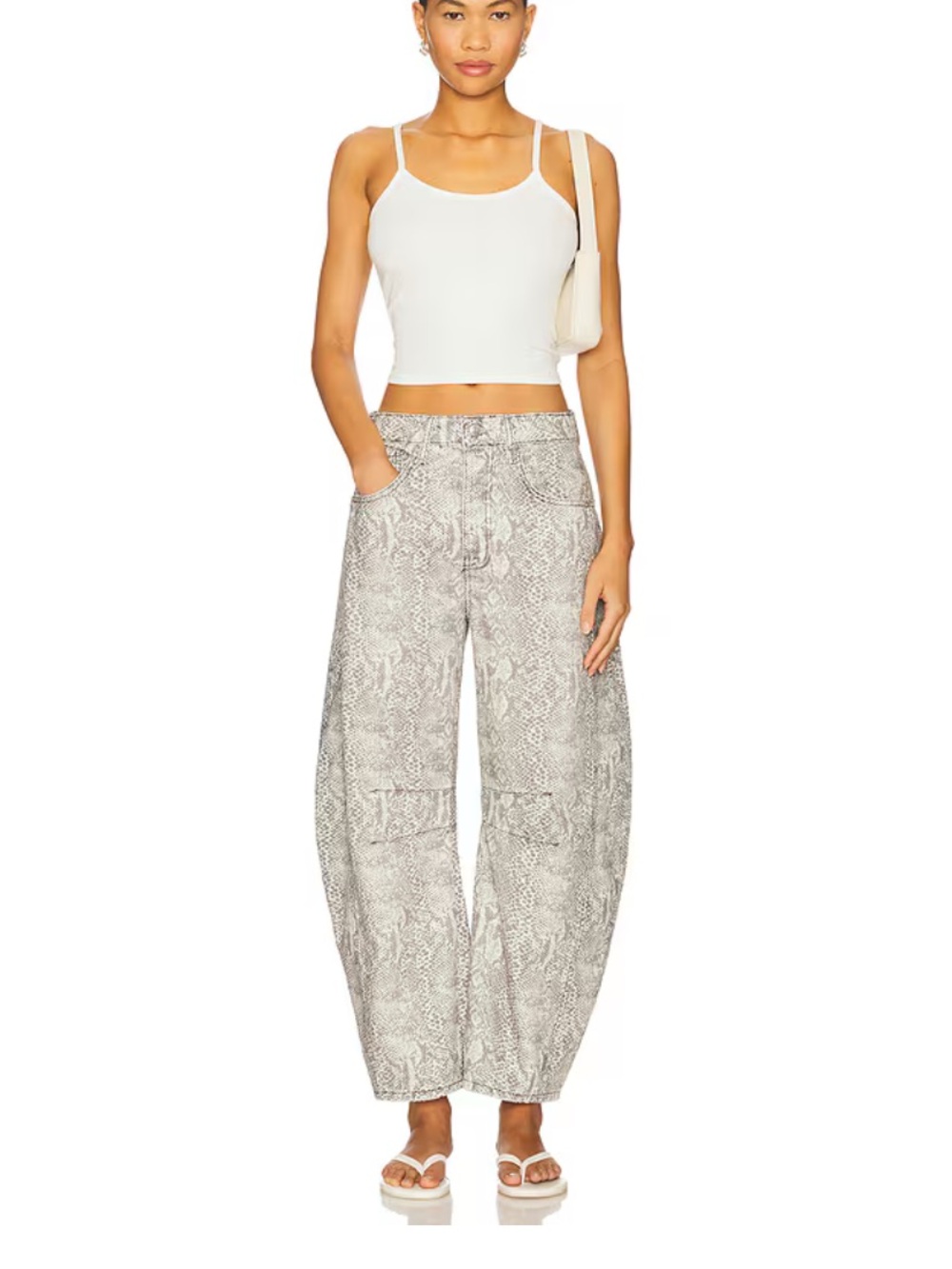 NWT Free People Goodluck Printed Barrel Pant in Snake Combo Size 27